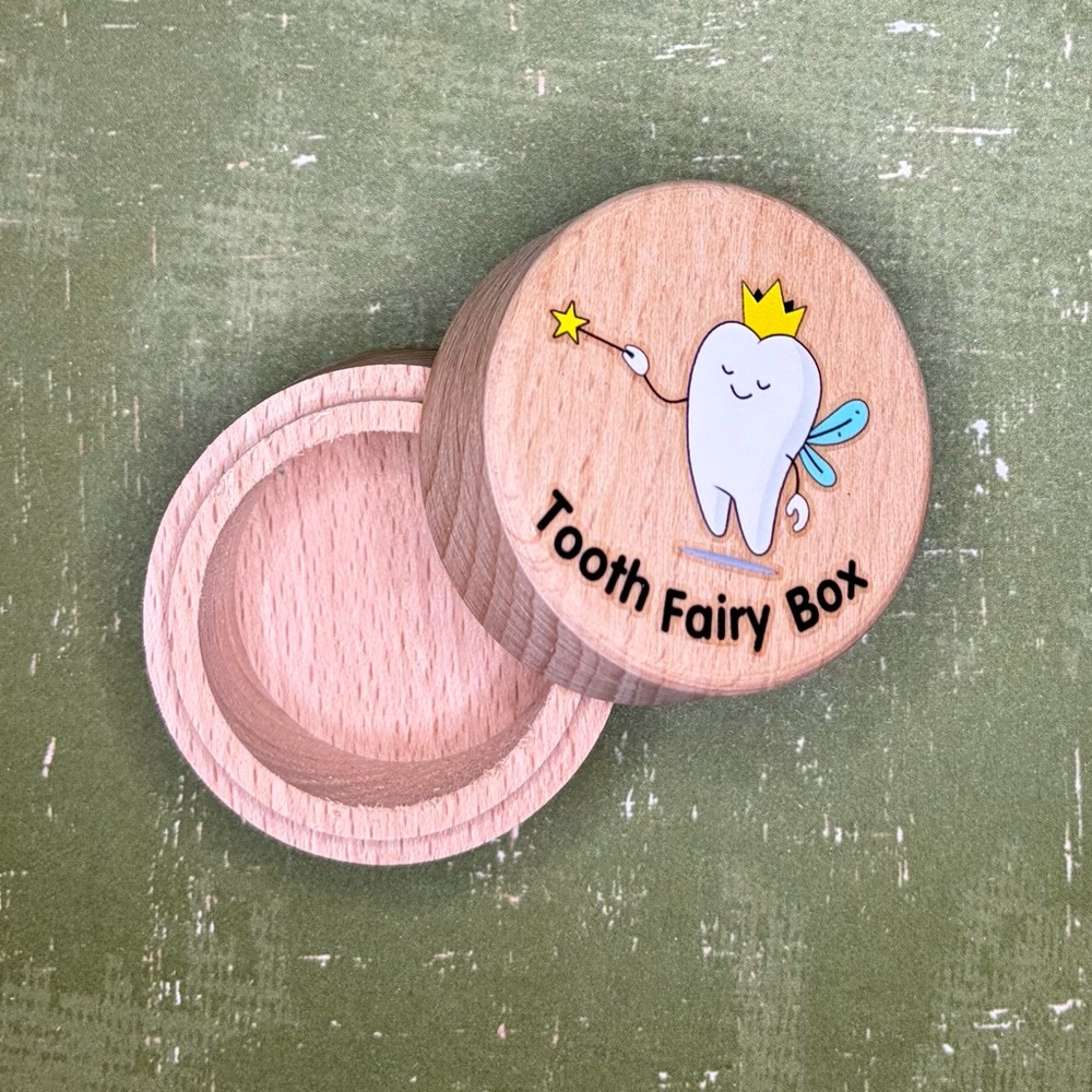 Wooden Tooth Fairy Box with Cute Design